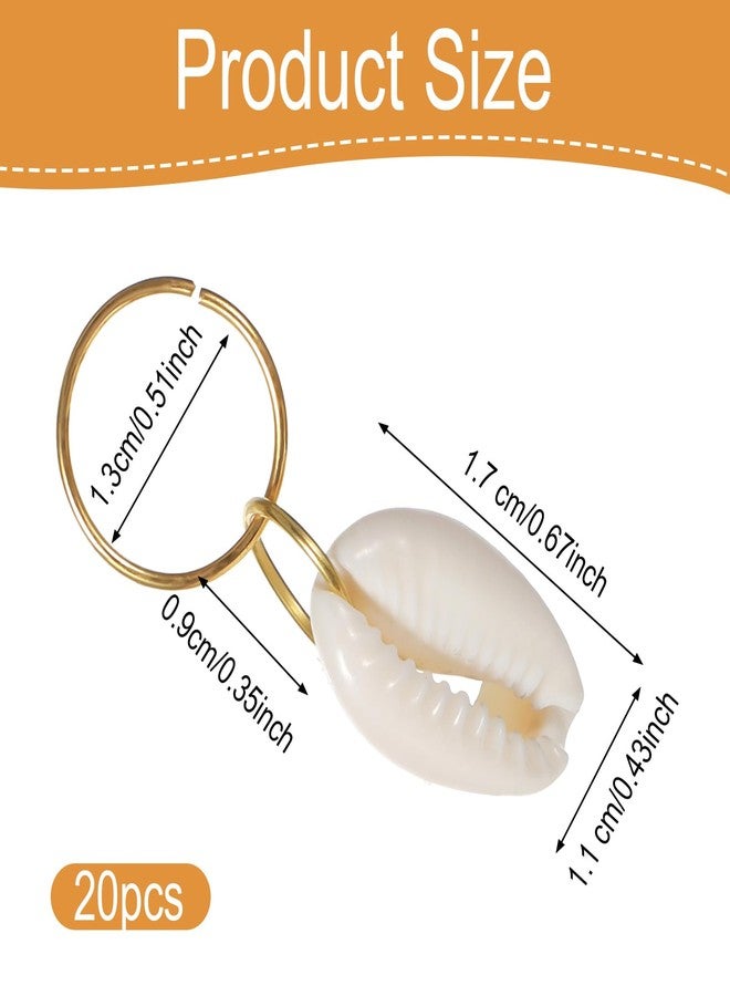 DOPENSPI 20PCS Shell Hair Clips, Cowrie Shells for Hair Seashell Hairs Accessories Seashell for Hairs Shells Braid Accessories Shell Gold HairsRings for Women Girls Braids DIY - Image 4